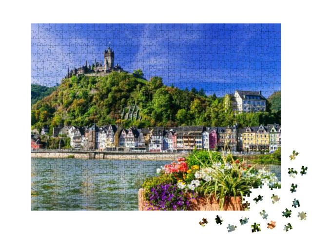 Puzzle 1000 Teile „Cochem, mittelalterliche Stadt am Fluss, Deutschland“