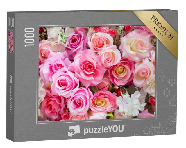Puzzle 1000 Teile „Weiche Farben mit Rosen“