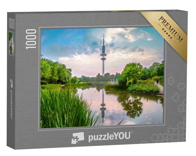 Puzzle 1000 Teile „Park Planten um Blomen mit dem Heinrich-Hertz-Turm, Hamburg“