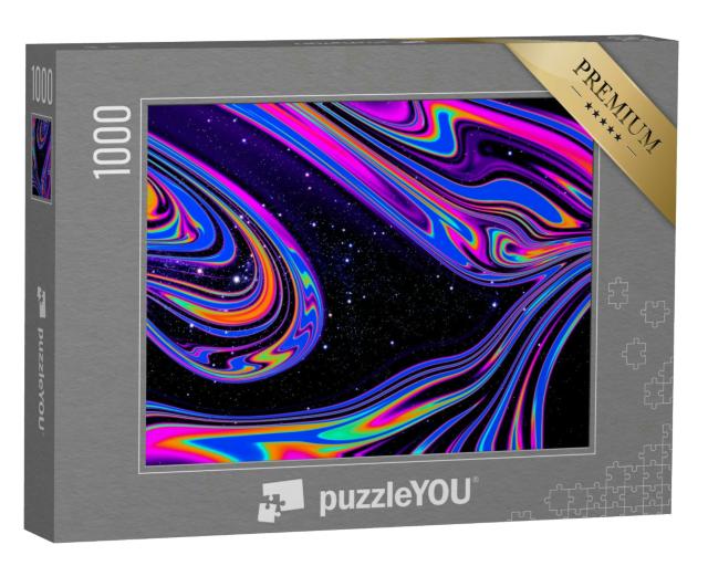 Puzzle 1000 Teile „Abstraktes Acrylkusntwerk mit schillernder Regenbogengalaxie“