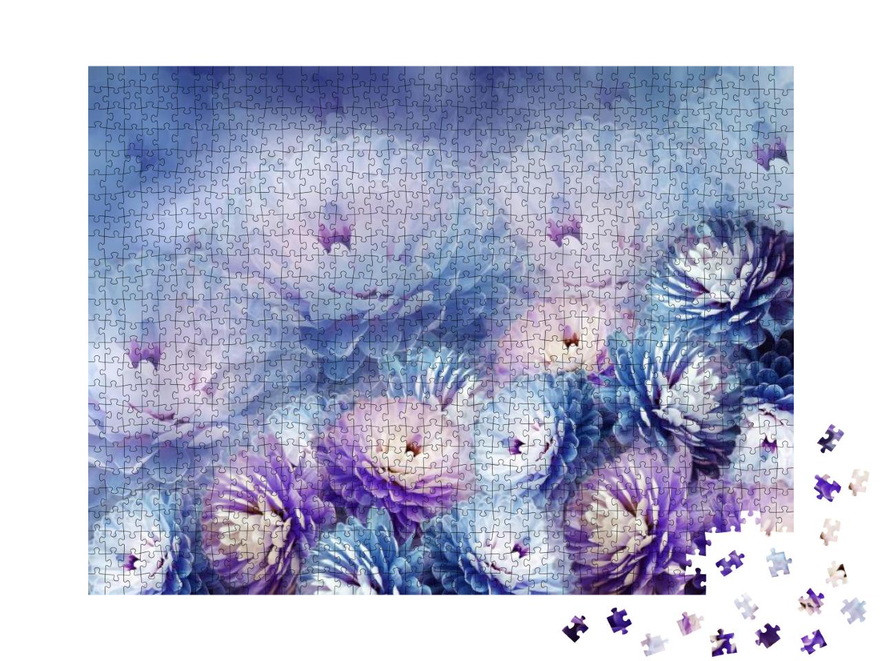 Puzzle 1000 Teile „Chrysantheme auf violettem Hintergrund“