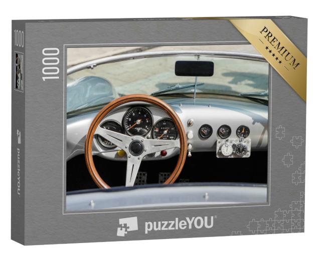 Puzzle 1000 Teile „Detailaufnahme des Armaturenbretts eines Vintage-Sportwagens“
