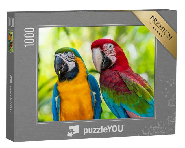 Puzzle 1000 Teile „Bunte Vögel: Papagei, Aras, Nahaufnahme“