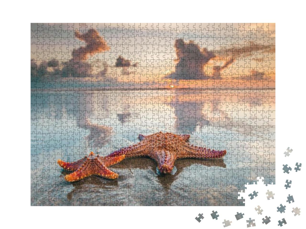 Puzzle 1000 Teile „Zwei Seesterne am Strand von Bali“