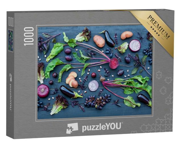 Puzzle 1000 Teile „Sammlung von frischem lila Obst und Gemüse“