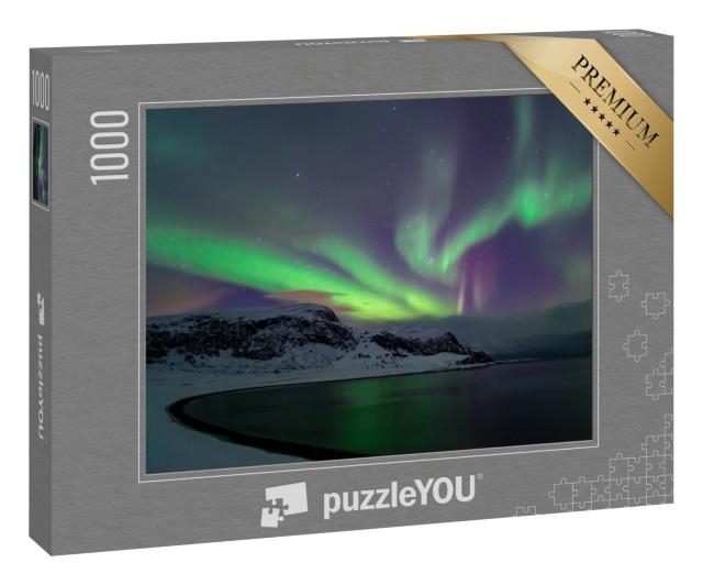 Puzzle 1000 Teile „Intensives Nordlicht Aurora Borealis am Nordkap“