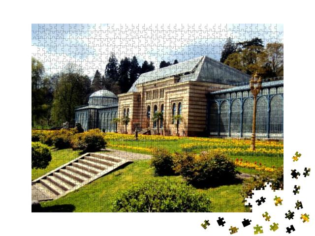 Puzzle 1000 Teile „Altes Haus und Frühlingsblumen, Stuttgart, Deutschland, Europa“