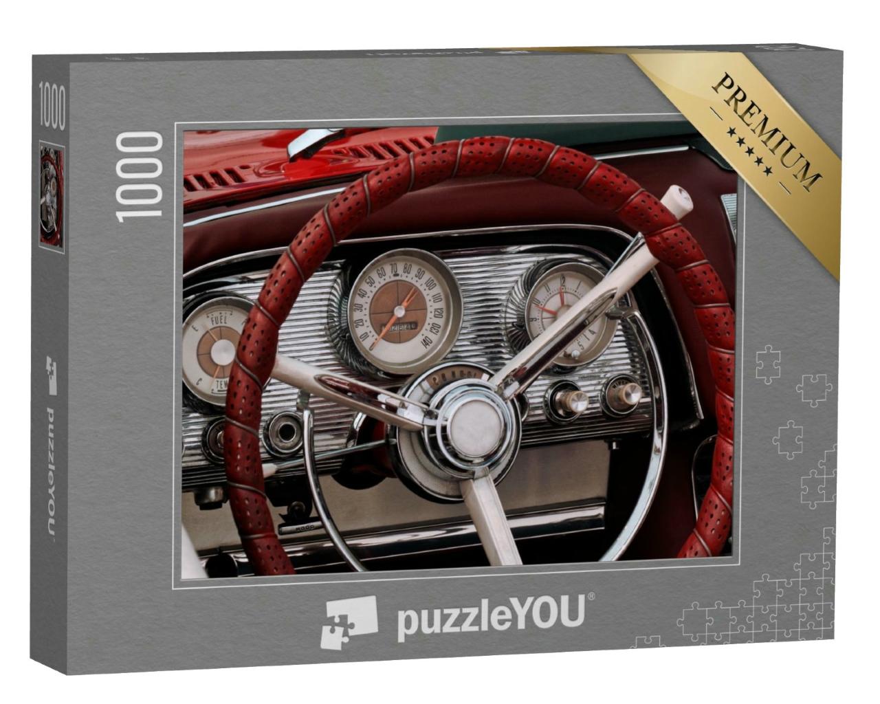 Puzzle 1000 Teile „Innenausstattung eines Oldtimer-Sportwagens der Luxusklasse“