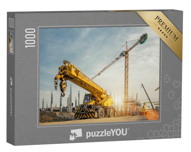 Puzzle 1000 Teile „Kräne auf einer Baustelle“