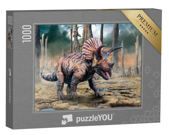 Puzzle 1000 Teile „Triceratops aus der Kreidezeit, 3D-Illustration“