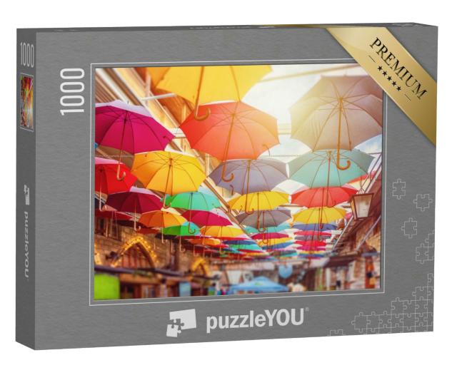 Puzzle 1000 Teile „Regenschirme über den Straßen von Limassol, Zypern“