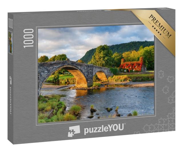 Puzzle 1000 Teile „Herbst an der Llanrwst-Brücke in Nordwales“