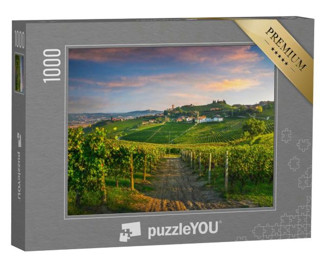 Puzzle 1000 Teile „Das Dorf Barbaresco und die Weinberge der Langhe, Unesco-Stätte, Piemont“