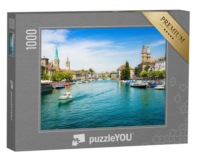 Puzzle 1000 Teile „Zürich am Limmat und Zürichsee, Schweiz“