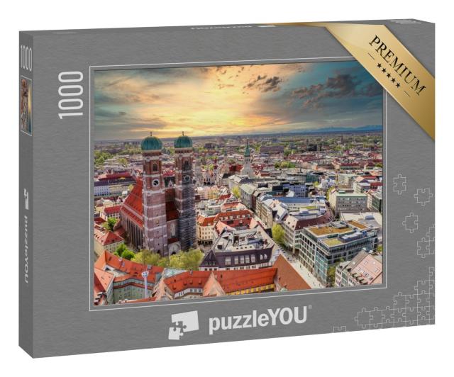 Puzzle 1000 Teile „München im Sonnenuntergang, Bayern, Deutschland“