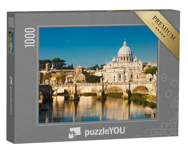 Puzzle 1000 Teile „Basilika St. Peter und Fluss Tiber in Rom, Italien“