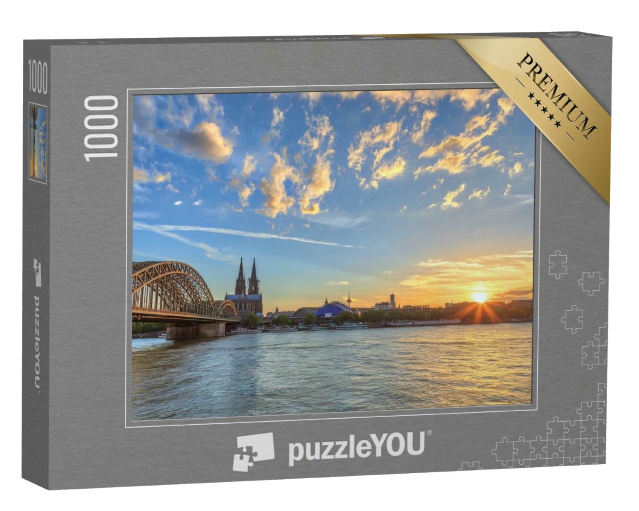 Puzzle 1000 Teile „Kölner Stadtsilhouette im Sonnenuntergang“