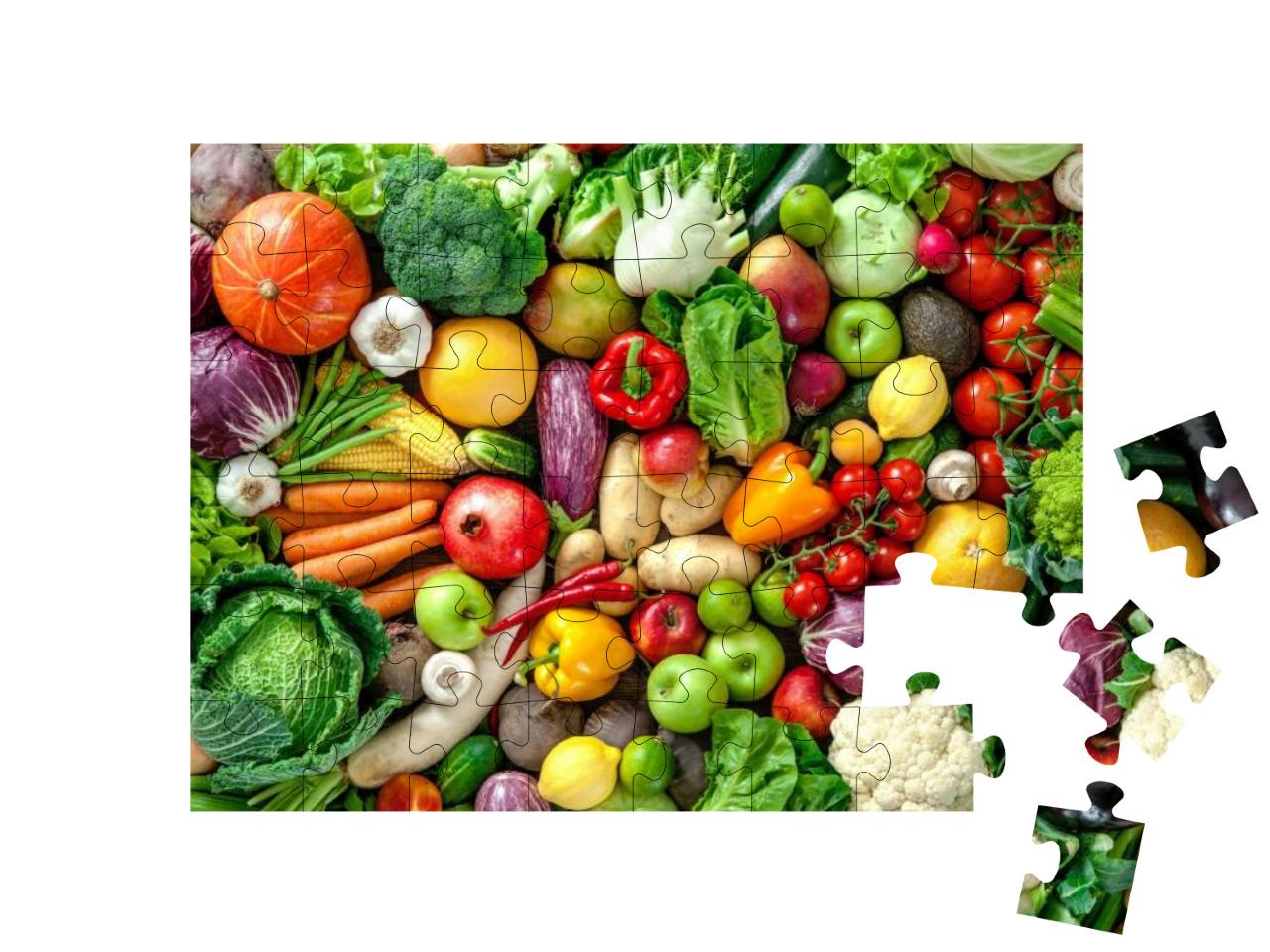 Puzzle 48 Teile „Sortiment von frischem Obst und Gemüse“