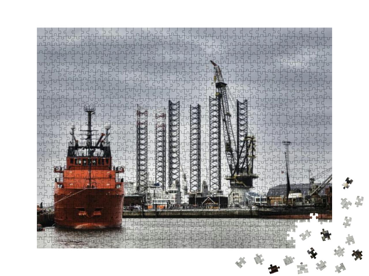 Puzzle 1000 Teile „Offshore-Hafen in Esbjerg, Dänemark“