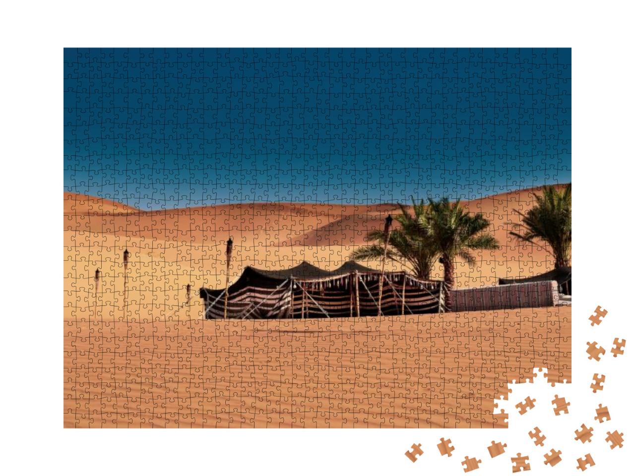 Puzzle 1000 Teile „Aufgebautes Beduinenzelt, zelten in der Wüste, Abu Dhabi, Dubai“
