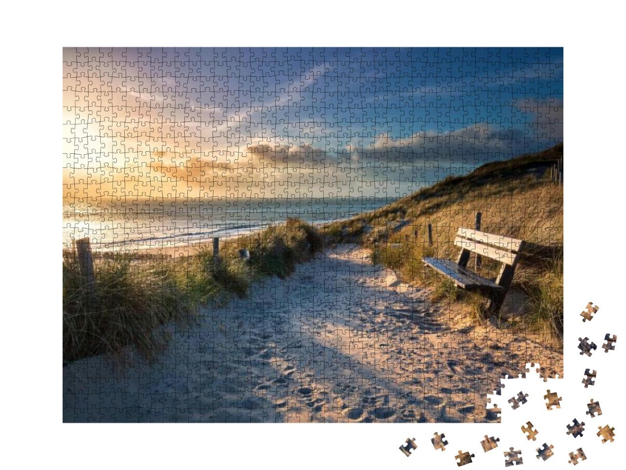 Puzzle 1000 Teile „Abendsonne auf dem Weg zum Meeresstrand, Holland“