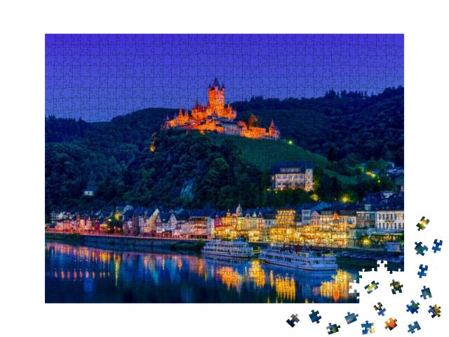 Puzzle 1000 Teile „Cochem, Deutschland, bei Nacht“