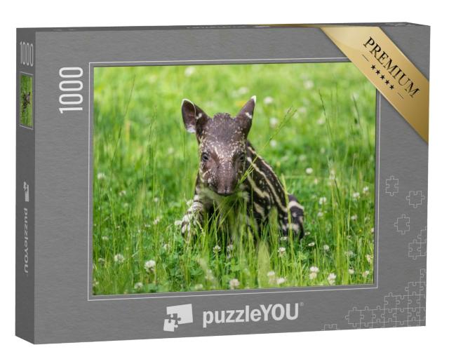 Puzzle 1000 Teile „Neun Tage altes Baby des vom Aussterben bedrohten südamerikanischen Tapirs“