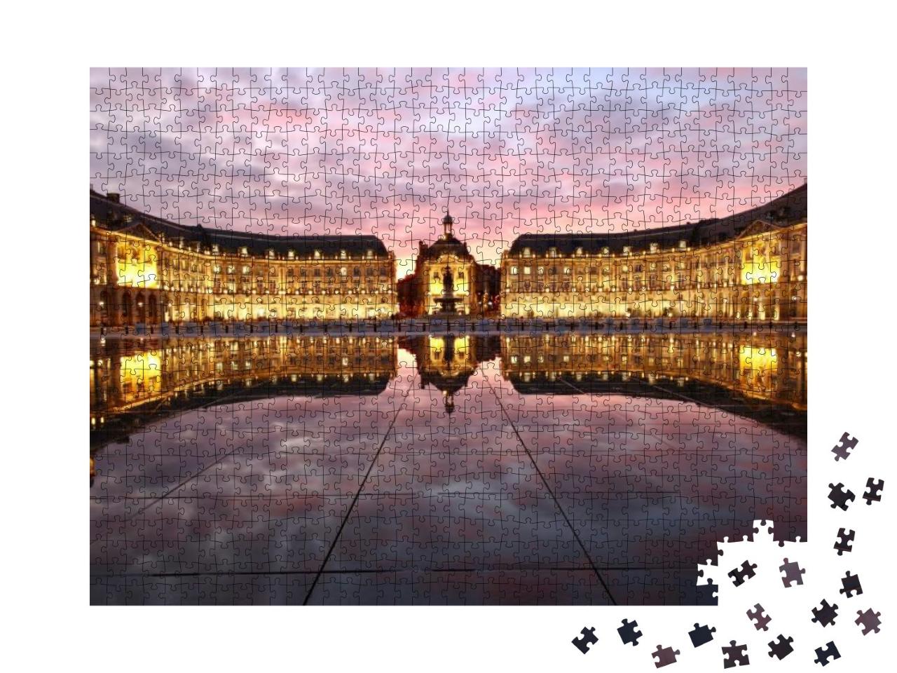 Puzzle 1000 Teile „Bordeaux in der Abenddämmerung - Feiertag im 17. Dezember“