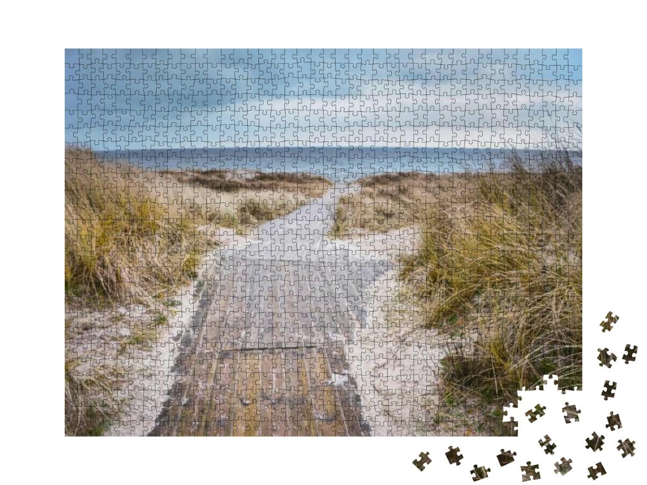 Puzzle 1000 Teile „Strand der Ostsee, Dünen an einem rauen Wintertag“