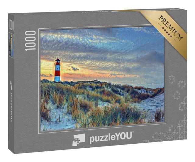 Puzzle 1000 Teile „im Stil von Paul-Cezanne - Nordischer Leuchtturm auf Sylt - Puzzle-Kollektion Künstler & Gemälde“