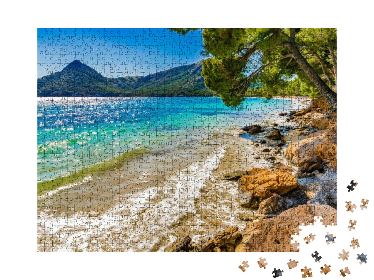 Puzzle 1000 Teile „Wunderschöne Küste von Platja de Formentor, Mallorca“