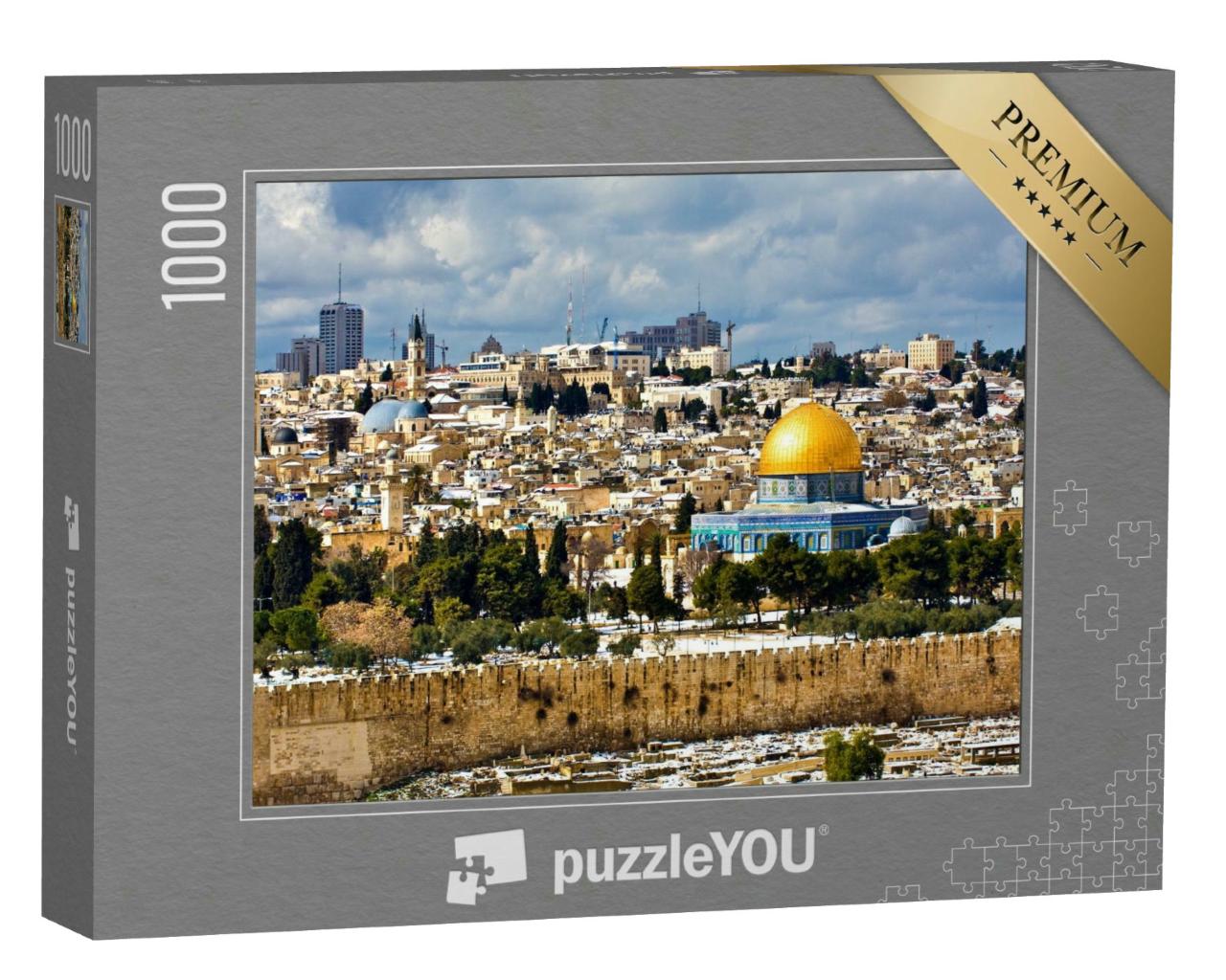 Puzzle 1000 Teile „Seltenes Naturphänomen: Jerusalem im Schnee“