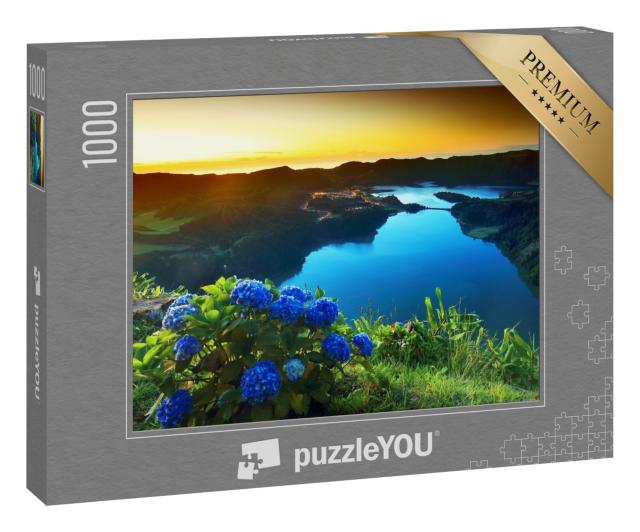 Puzzle 1000 Teile „Vulkanischer Kratersee von Sete Citades,  Azoren, Portugal“