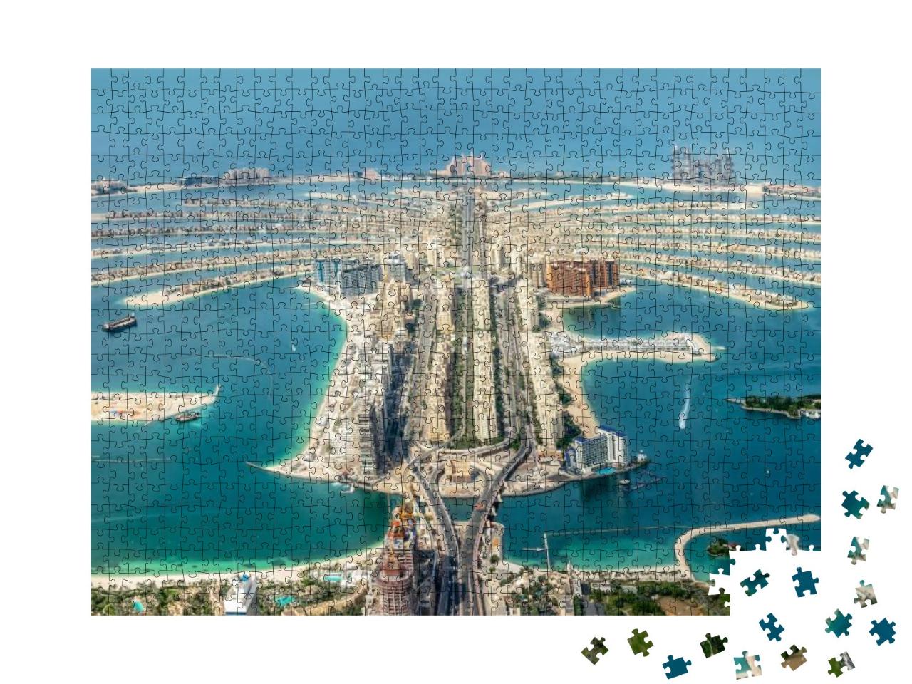 Puzzle 1000 Teile „Luftaufnahme der Insel Dubai Palm Jumeirah, Vereinigte Arabische Emirate“
