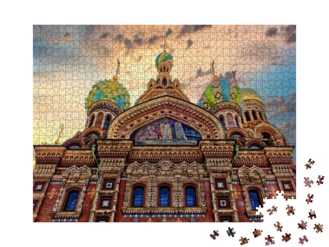 Puzzle 1000 Teile „Fassade der Kirche des Erlösers, St. Petersburg, Russland“
