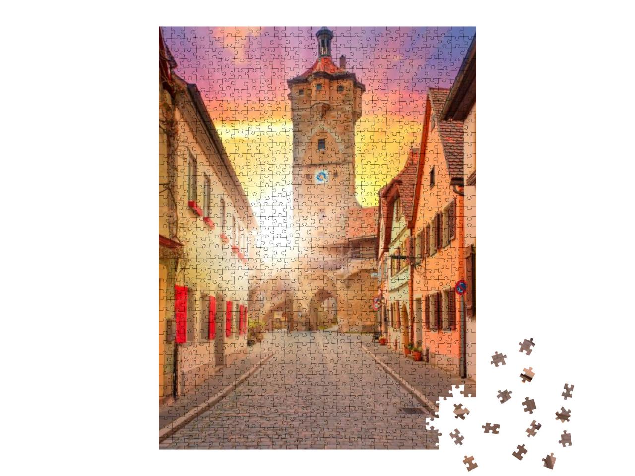 Puzzle 1000 Teile „Bayern: mittelalterliche Straße von Rotenburg ob der Tauber“