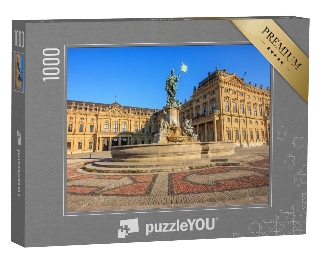 Puzzle 1000 Teile „Toller Blick auf den Frankonia-Brunnen und die Fassade der Würzburger Residenz“