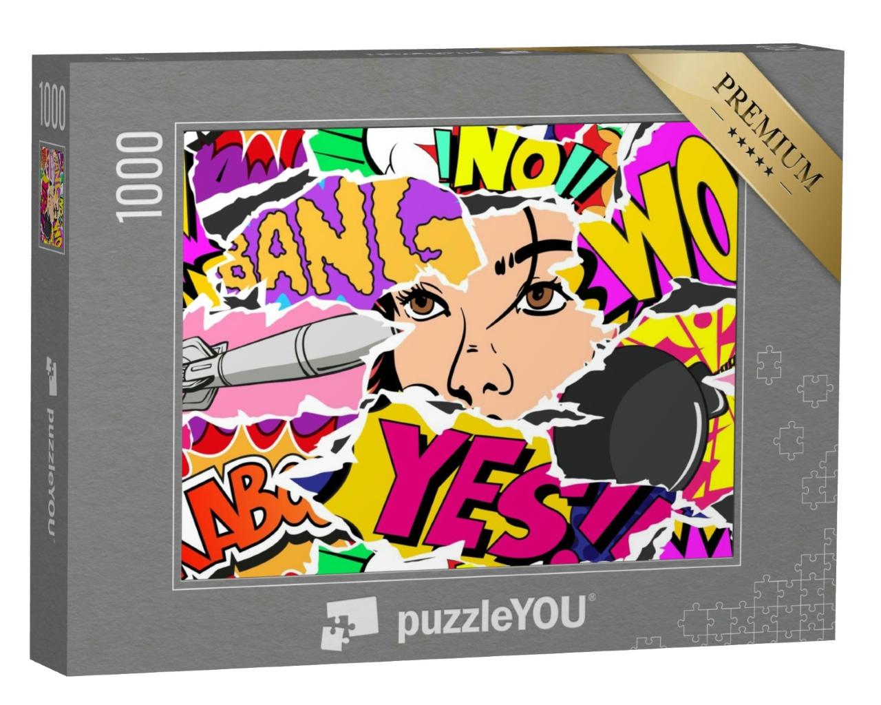 Puzzle 1000 Teile „Pop-Art: Collage von zerrissenen Stücke aus einem Comic-Magazin“