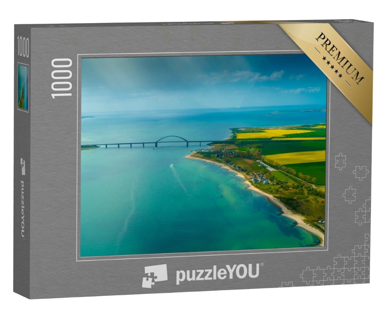 Puzzle 1000 Teile „Luftbildaufnahme der Insel Fehmarn und Fehmarnsundbrücke“