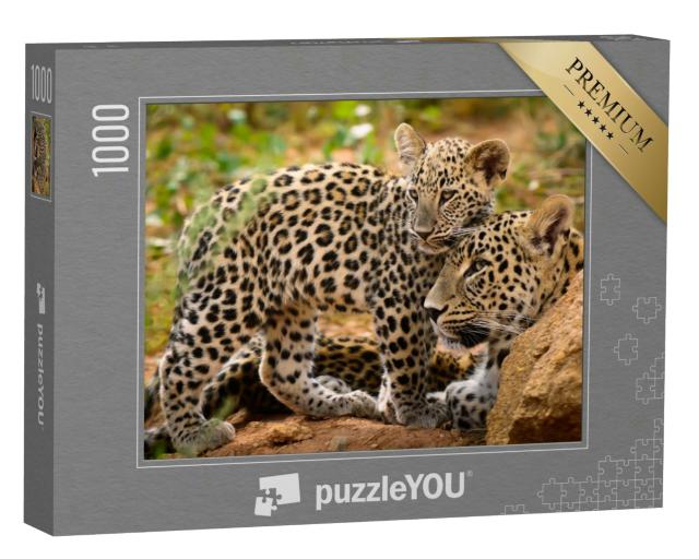 Puzzle 1000 Teile „Leopardenmama und ihr Junges“
