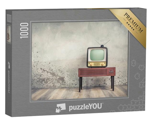 Puzzle 1000 Teile „Retro-Nostalgie: TV-Gerät aus den Anfängen des Fernsehens“