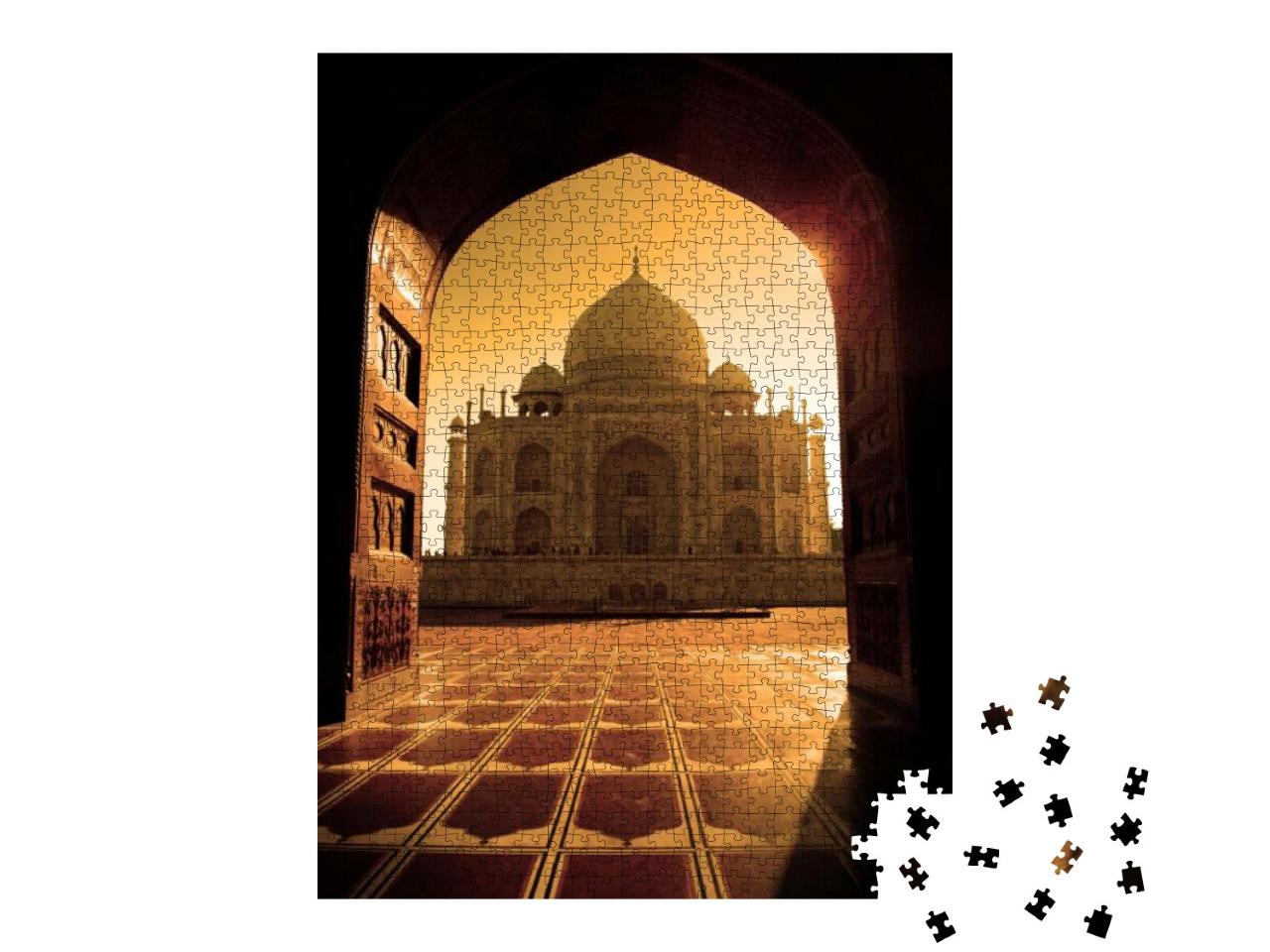 Puzzle 1000 Teile „Taj Mahal im Sonnenlicht, Torbogen“