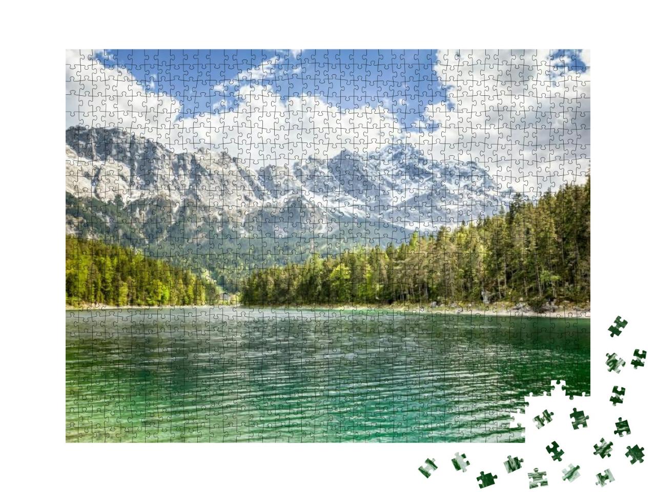 Puzzle 1000 Teile „Ein Bild des Eibsees und der Zugspitze in Bayern Deutschland“