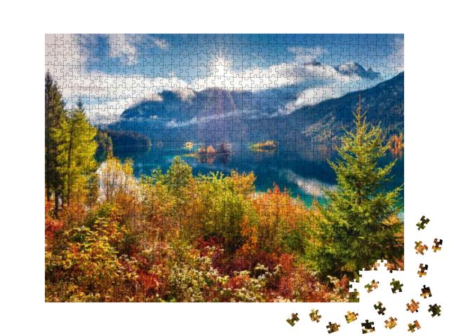 Puzzle 1000 Teile „Herbstlandschaft an Eibsee, Deutschland“