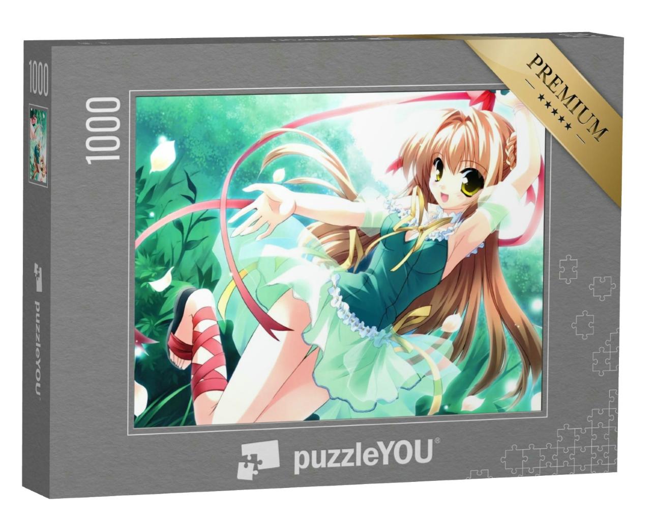 Puzzle 1000 Teile „Illustration der jungen niedlichen Anime-Mädchen, braune Haare“