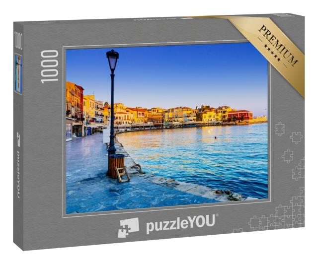 Puzzle 1000 Teile „Der Hafen von Chania bei Sonnenaufgang, Kreta“