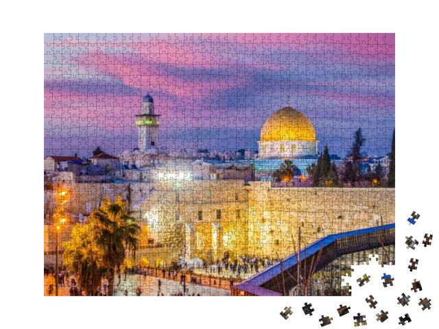 Puzzle 1000 Teile „Altstadt an der Westmauer mit Felsendom, Jerusalem, Isreal“
