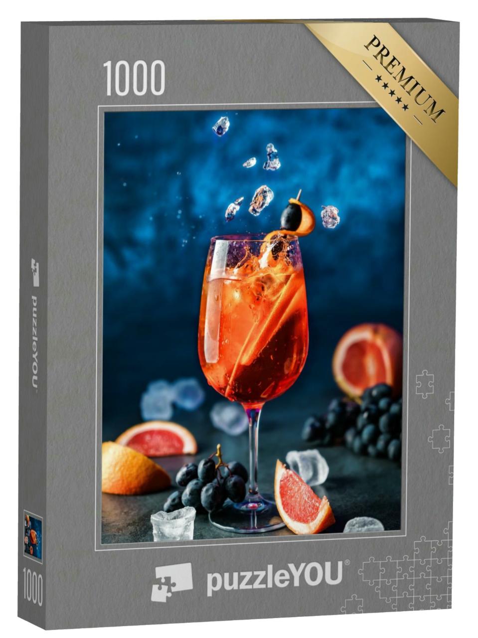 Puzzle 1000 Teile „Kalte Erfrischung: Frischer Grapefruit-Cocktail auf Eis“