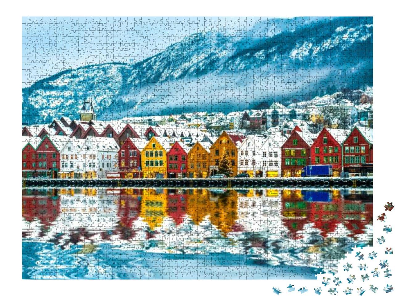 Puzzle 2000 Teile „Blick auf Bergen, Norwegen“