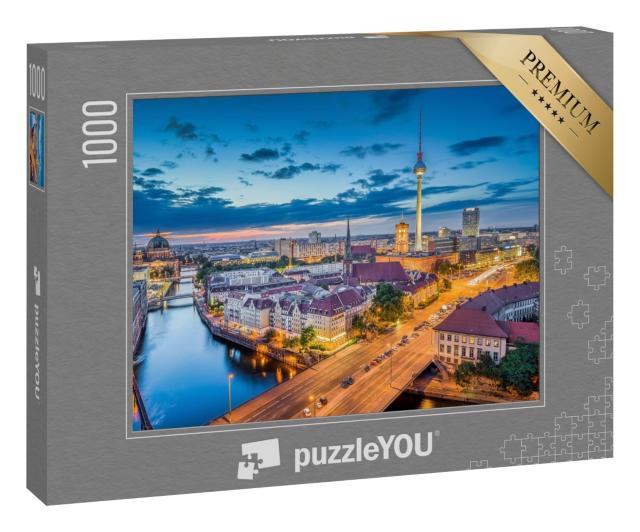 Puzzle 1000 Teile „Berliner Skyline am Abend, Deutschland“